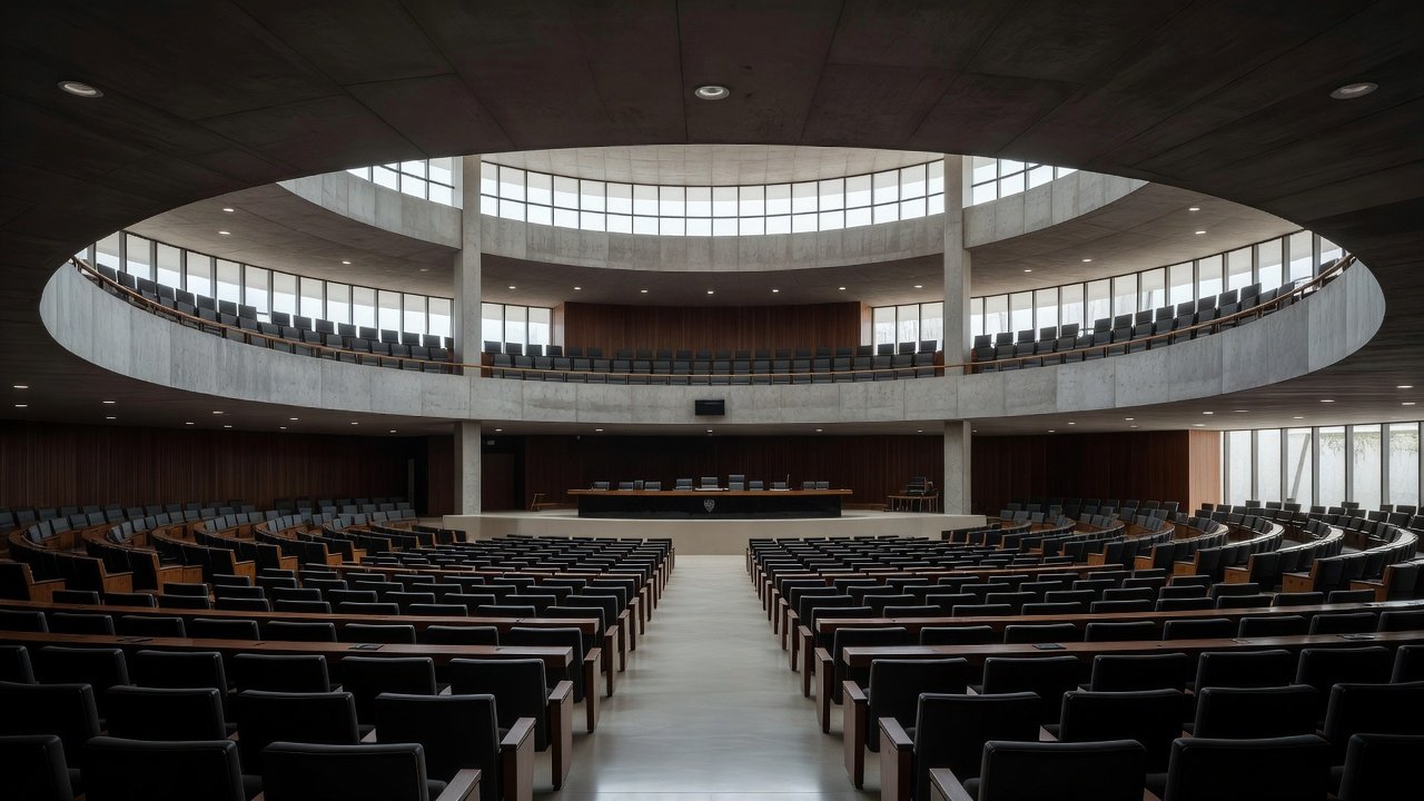 Plenário vazio da Câmara Legislativa do DF simbolizando promessas