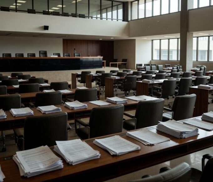 Plenário da CLDF com documentos de proposições legislativas