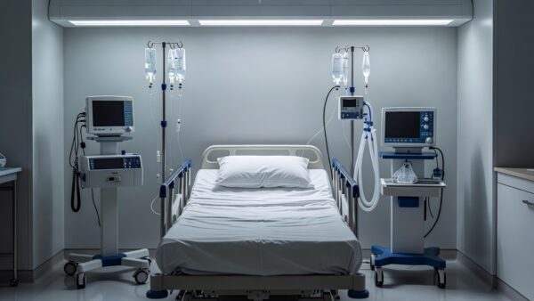 UTI hospitalar na França com equipamentos médicos para coma induzido
