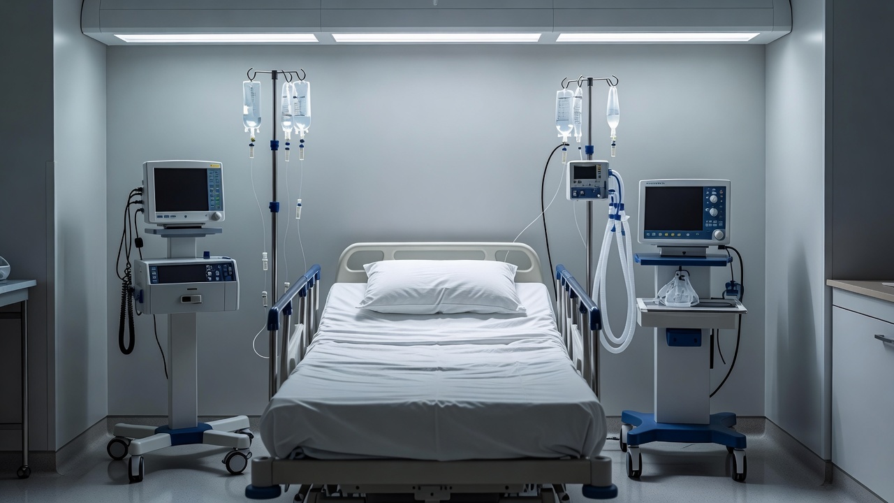 UTI hospitalar na França com equipamentos médicos para coma induzido