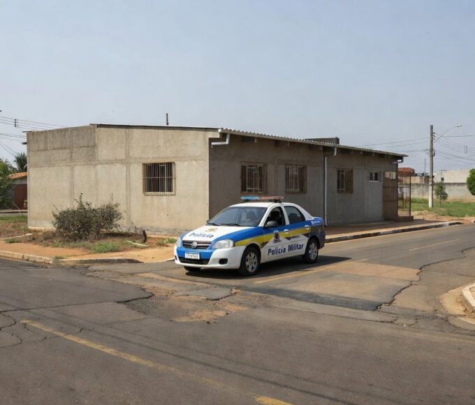 Viatura policial em delegacia de Ceilândia após prisão por latrocínio