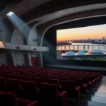 Interior de cinema em Brasília exibindo propaganda turística na tela