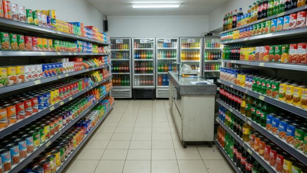 Interior de loja de conveniência em Goiás após incidente com policial militar