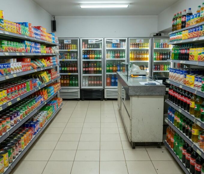 Interior de loja de conveniência em Goiás após incidente com policial militar