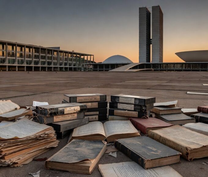 Edifício modernista abandonado em Brasília evidenciando descaso com a memória histórica