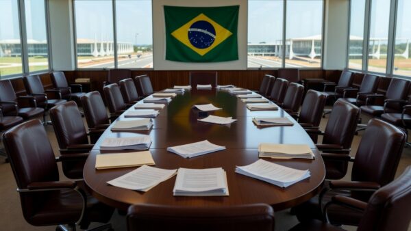 Sala de reuniões vazia no Congresso Nacional após encontro sobre reeleição