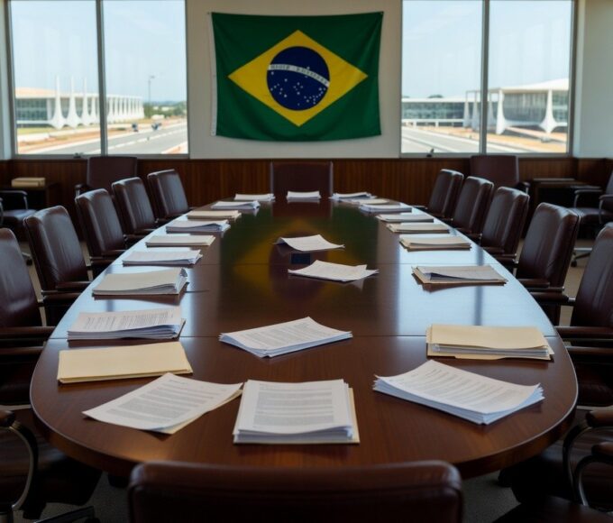Sala de reuniões vazia no Congresso Nacional após encontro sobre reeleição