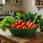 Cesta verde com vegetais frescos do programa Cartão Prato Cheio no DF