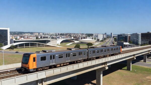 Trem do Metrô-DF em operação após descarrilamento em Brasília