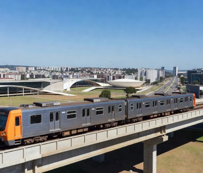 Trem do Metrô-DF em operação após descarrilamento em Brasília