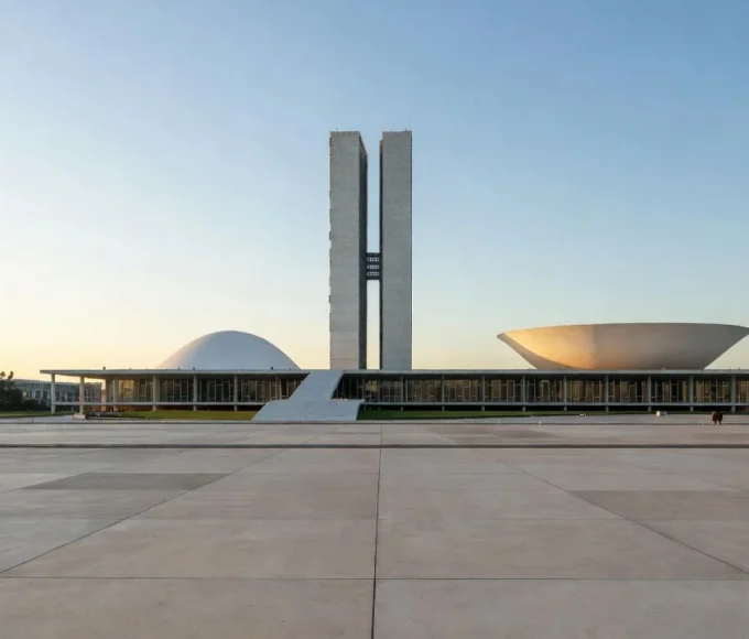 Vista da Esplanada dos Ministérios em Brasília, patrimônio arquitetônico da capital