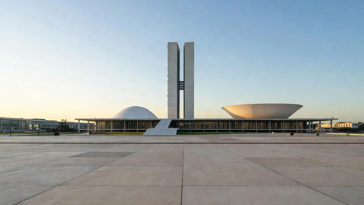 Vista da Esplanada dos Ministérios em Brasília, patrimônio arquitetônico da capital