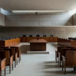 Interior da sala de julgamentos no TJDFT em Brasília