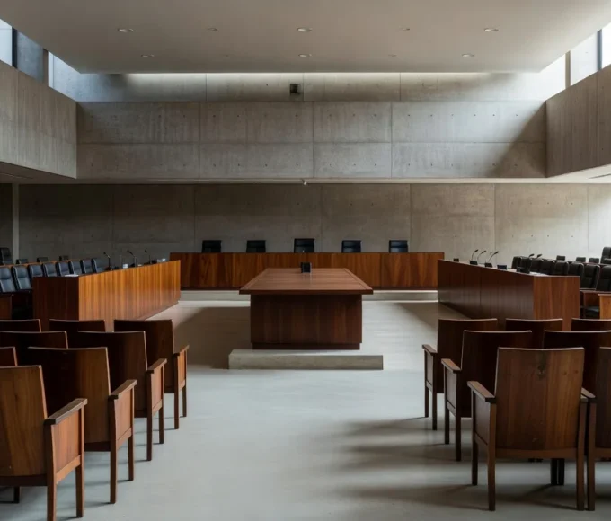 Interior da sala de julgamentos no TJDFT em Brasília