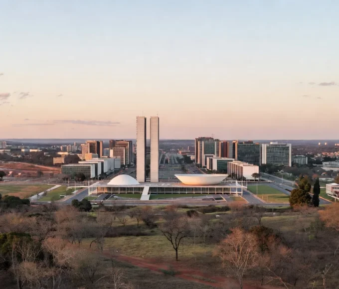 Vista panorâmica de Brasília representando crescimento populacional do Distrito Federal