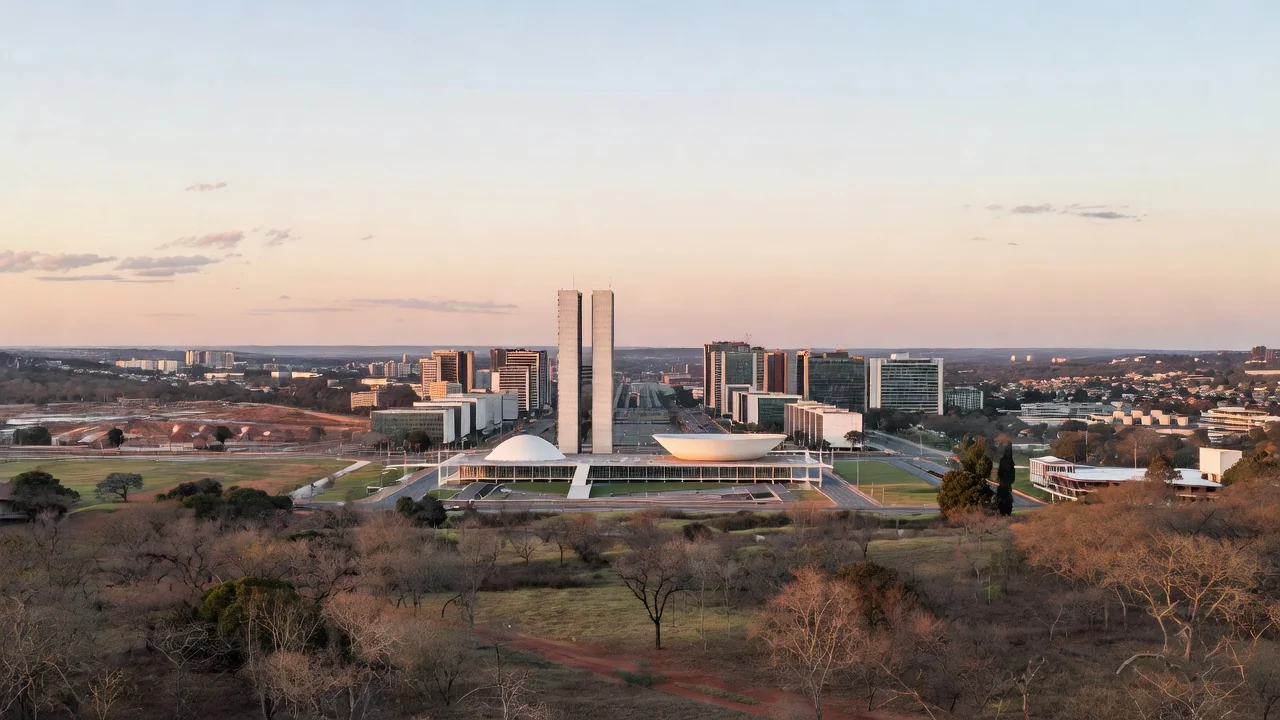 Vista panorâmica de Brasília representando crescimento populacional do Distrito Federal