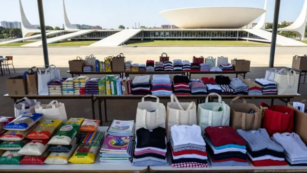 Ação solidária de voluntariado com doações no Distrito Federal