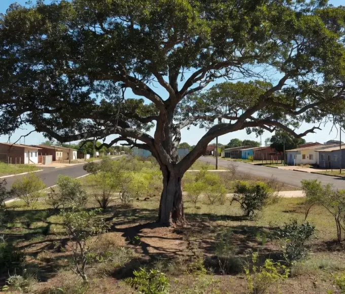 Árvore em área residencial do Recanto das Emas, Brasília, local de prisão após agressão