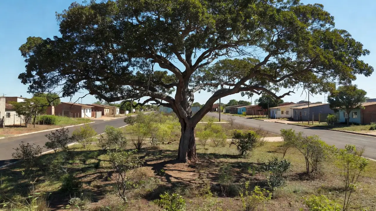 Árvore em área residencial do Recanto das Emas, Brasília, local de prisão após agressão
