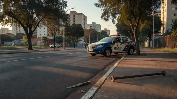 Viatura da PM na Asa Norte com faca e barra de ferro após agressão impedida