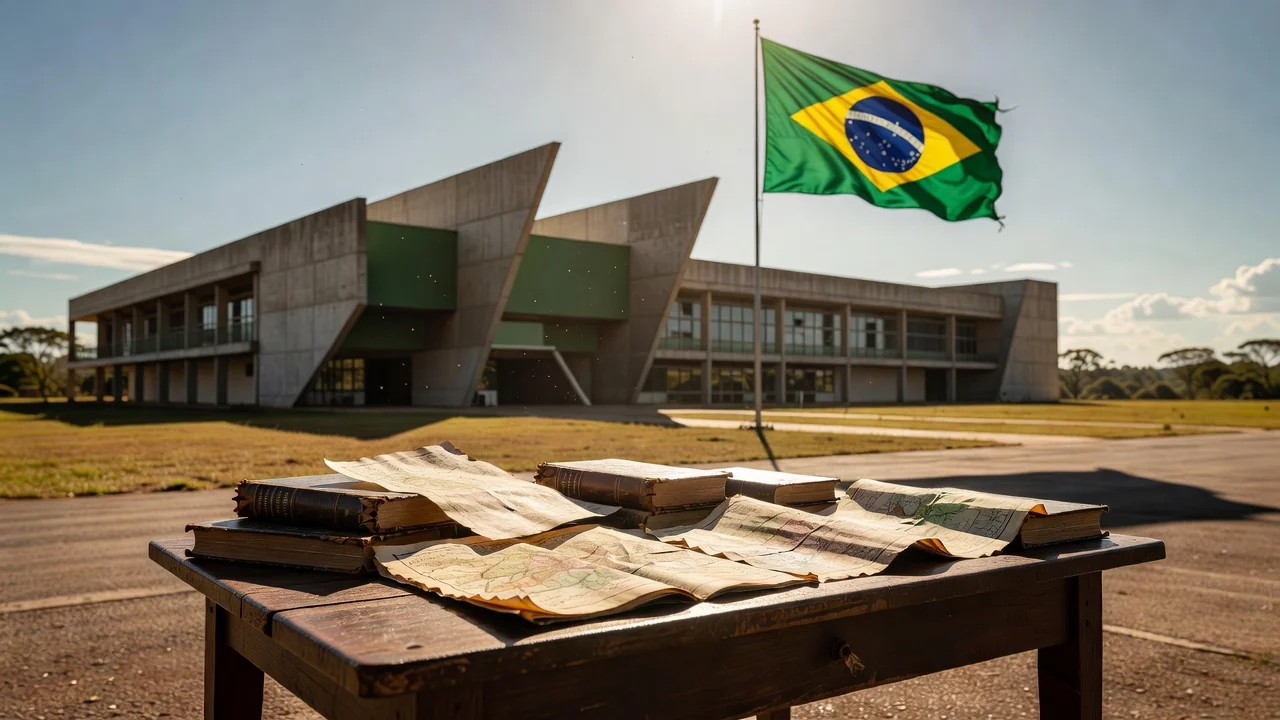Colégio Militar de Brasília e elementos históricos simbolizando ouro na Olimpíada Nacional de História