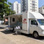 Unidade móvel do Hemocentro para coleta de sangue em Taguatinga