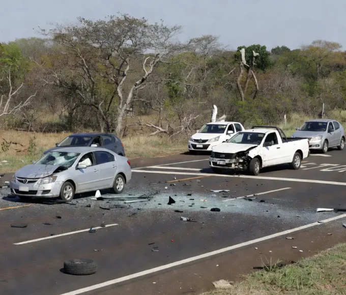 Acidente na rodovia GO-010 em Luziânia com veículos danificados