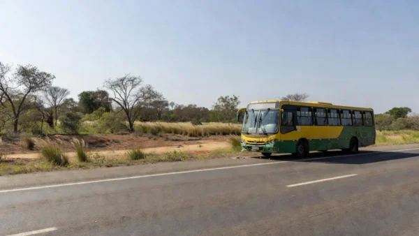 Ônibus acidentado na rodovia GO-010 em Goiás, Brasil