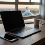 Telefone e notebook para registro de desaparecimento no DF