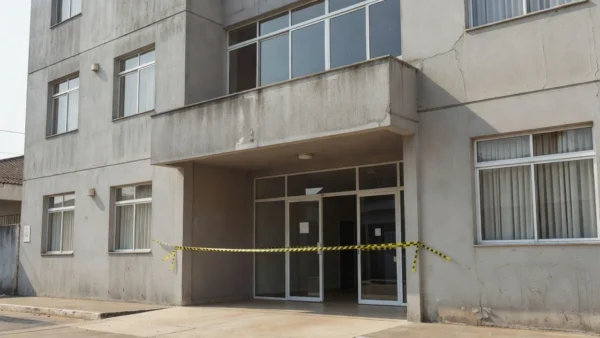 Fachada de hotel em Taguatinga com fita de isolamento policial