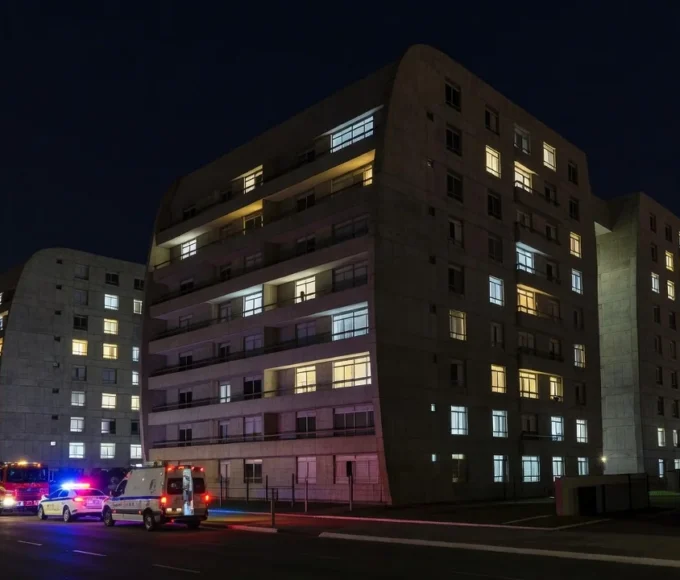 Fachada de prédio residencial em Brasília durante operação policial