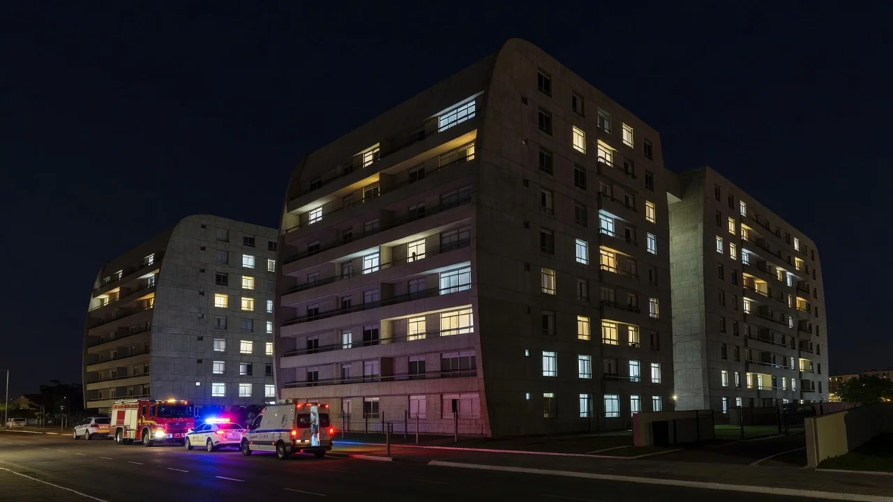 Fachada de prédio residencial em Brasília durante operação policial