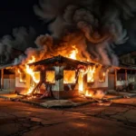 Comércio em chamas em Planaltina após ordem de incêndio