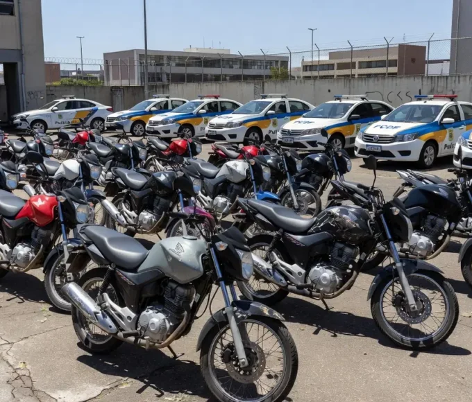 Motos apreendidas pela PCDF após desarticulação de quadrilha de roubo no DF