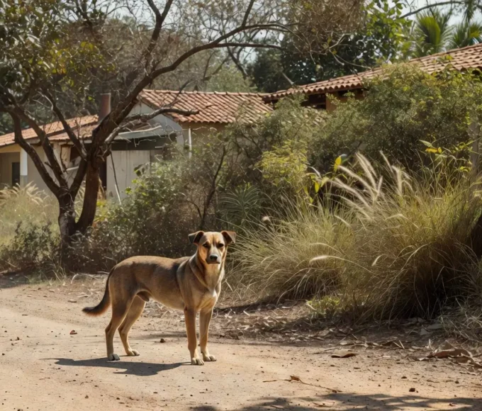 Cão em área residencial do Lago Norte durante campanha de vacinação contra raiva no DF