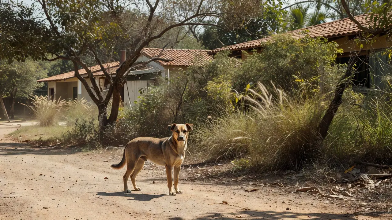 Cão em área residencial do Lago Norte durante campanha de vacinação contra raiva no DF