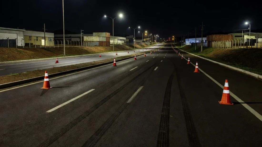 Rodovia EPTG no SIA, Brasília, com marcas de acidente