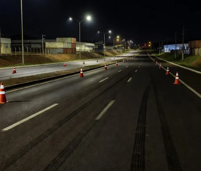 Rodovia EPTG no SIA, Brasília, com marcas de acidente