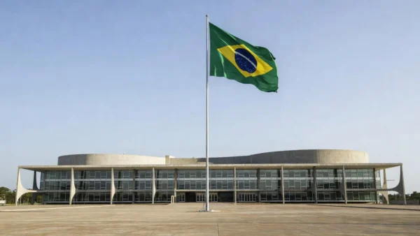 Quartel-General do Exército em Brasília com bandeira brasileira