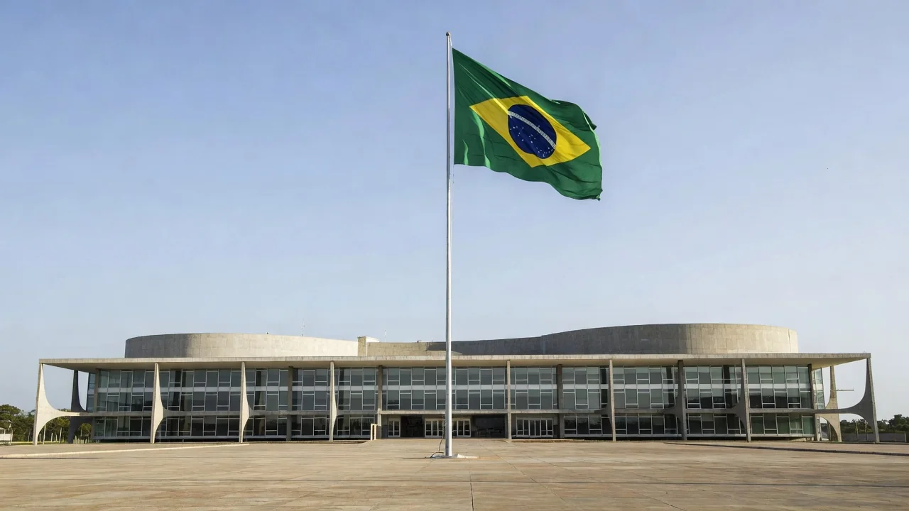 Quartel-General do Exército em Brasília com bandeira brasileira