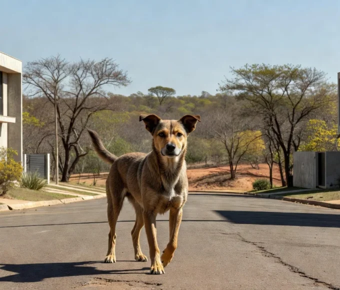 Cão em rua residencial do Distrito Federal, caso de raiva após 26 anos