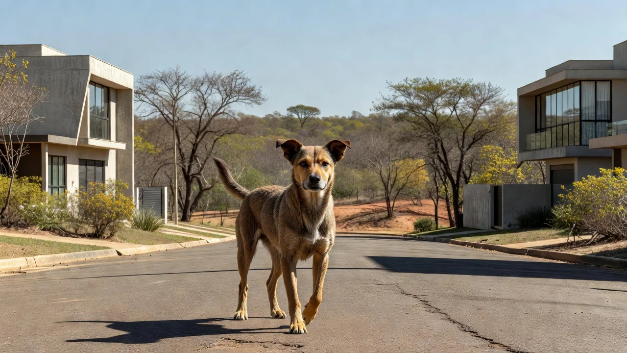 Cão em rua residencial do Distrito Federal, caso de raiva após 26 anos