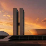 Congresso Nacional em Brasília ao entardecer, cenário político do GDF