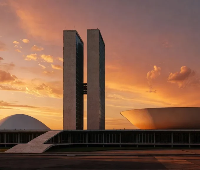 Congresso Nacional em Brasília ao entardecer, cenário político do GDF