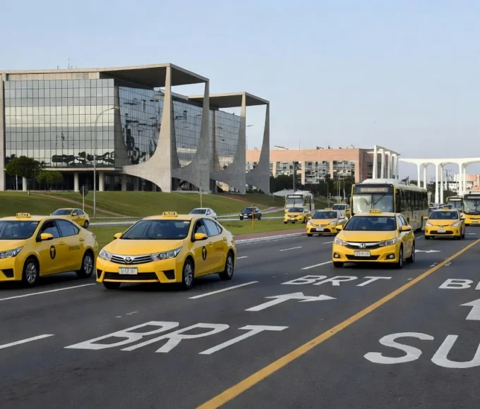 Táxis no corredor BRT Sul em Brasília