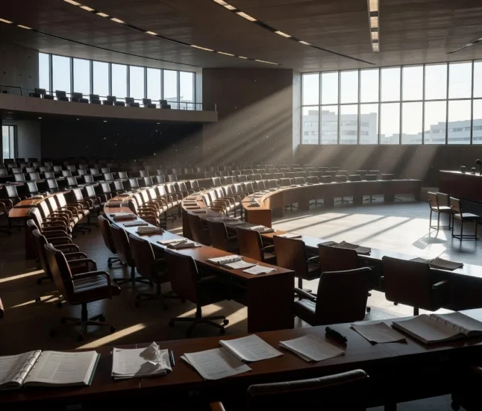 Cadeiras vazias na Câmara Legislativa do DF representando falha na fiscalização