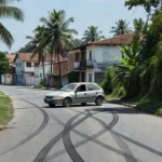 Carro em rua de São Sebastião após briga por dívida