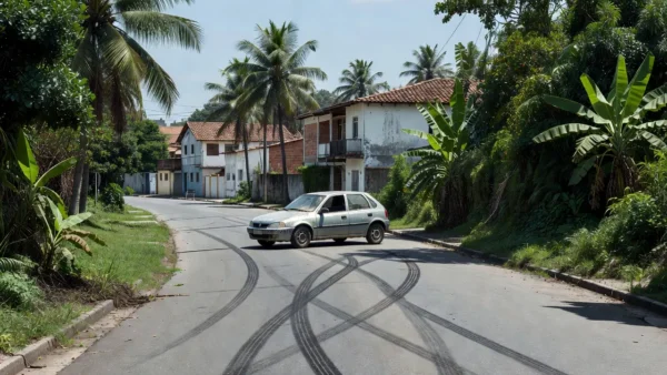 Carro em rua de São Sebastião após briga por dívida