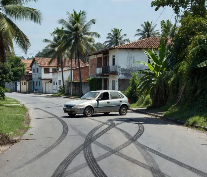 Carro em rua de São Sebastião após briga por dívida