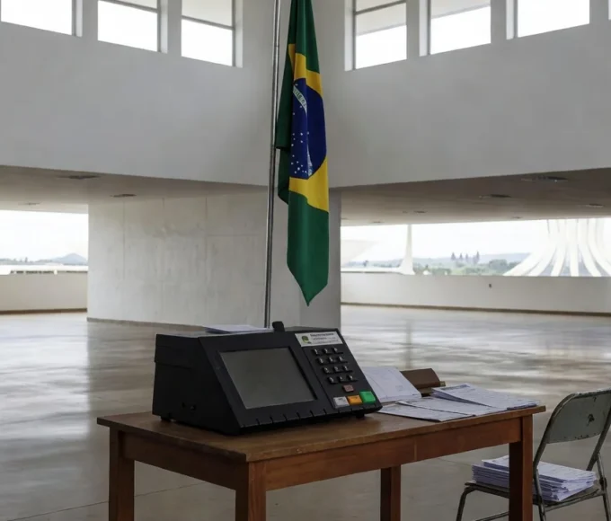 Urna eleitoral em seção de votação no Distrito Federal para pesquisa Igape